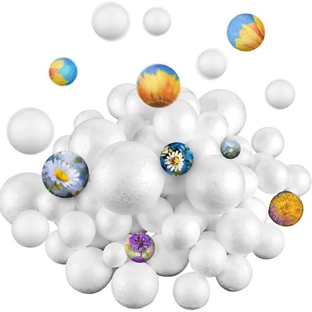 200 Pieces 5 Sizes White Foam Balls Art Decoration Foam Balls Craft ...
