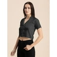 thumbnail image 5 of Moomaya Womens Solid Crop Shirt, Short Sleeves, Buttoned Shot Top, 5 of 8