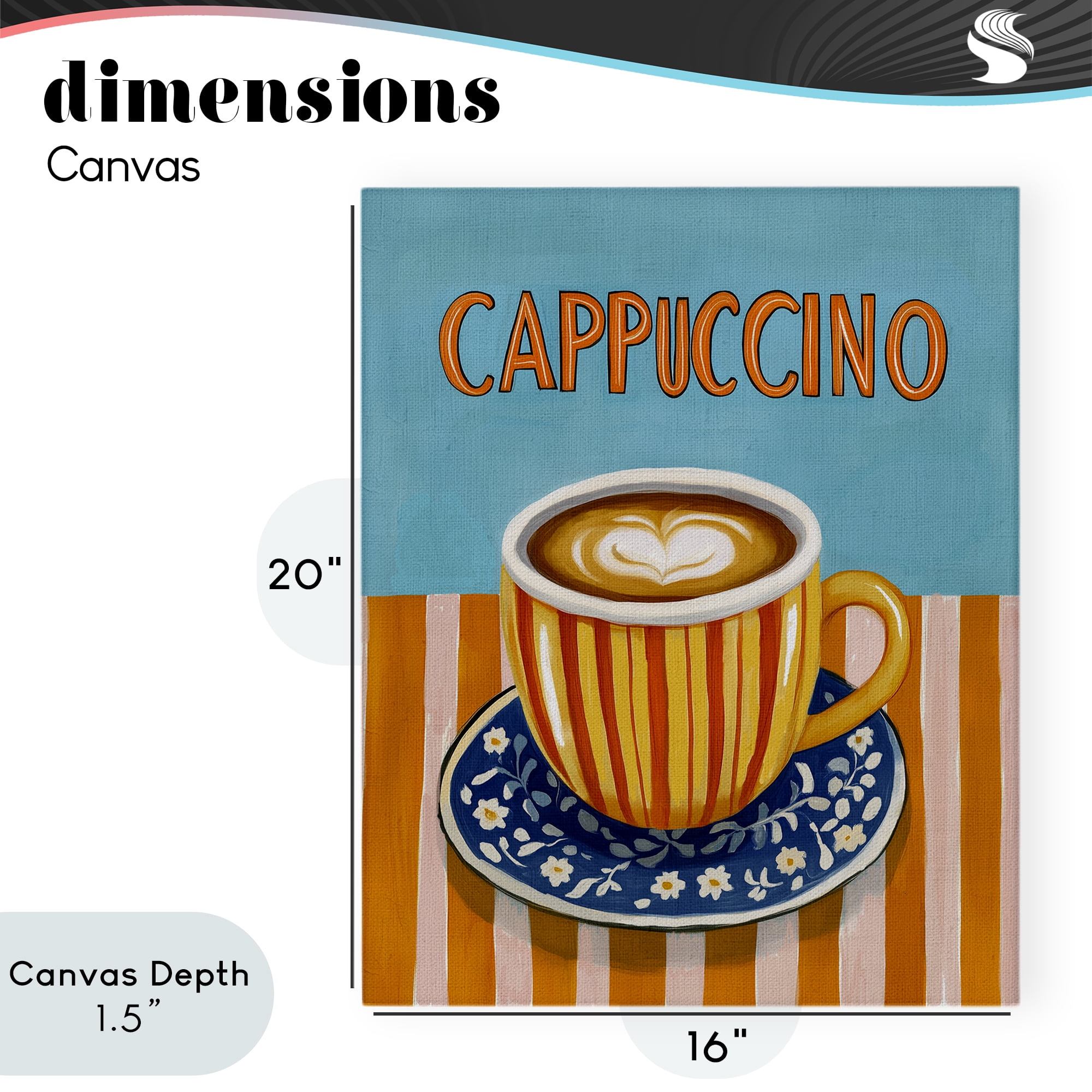Stupell Industries Cappuccino Stripes Blue & Orange Canvas Wall Art, design by Yen