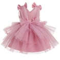 thumbnail image 3 of IBTOM CASTLE Toddler Girls Butterfly Birthday Dress Rainbow Tulle Formal Wedding Party Ruffle Tutu Dresses for Photo Shoot 2-3 Years Dusty Pink, 3 of 9
