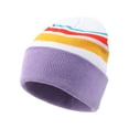 thumbnail image 3 of TOPTIE Bonnet Tricoté à Rayures Multicolores Hiver Doux Unisexe Bonnet de Sport avec Pompon-Violet, 3 of 8