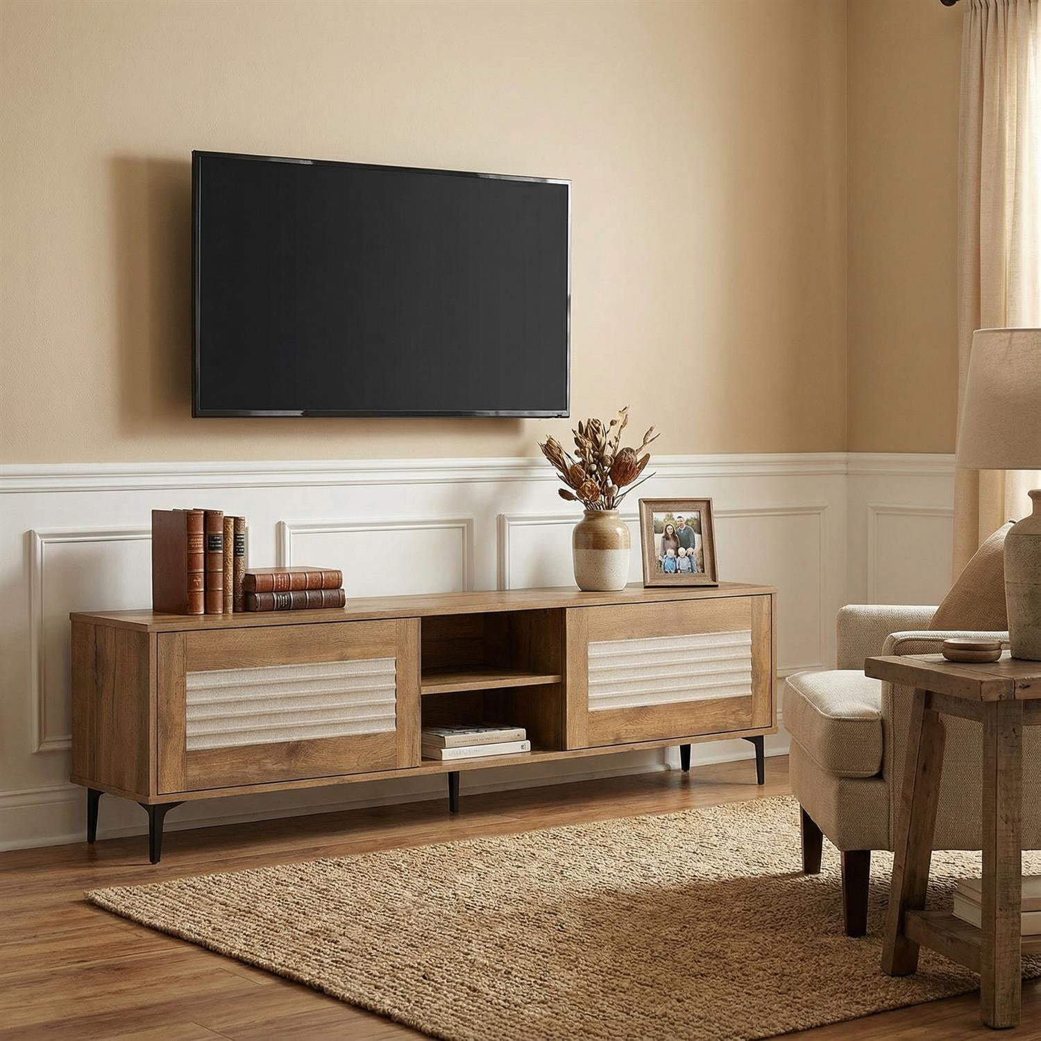 Demi Bonn TV Cabinet, 3 Tier Wood TV Stand for 55