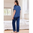 thumbnail image 3 of Ekouaer Women's Stain Pajama Set 2 Piece Silk Loungewear Nightwear Short Sleeve Pjs daily Pajamas for Women, 3 of 6