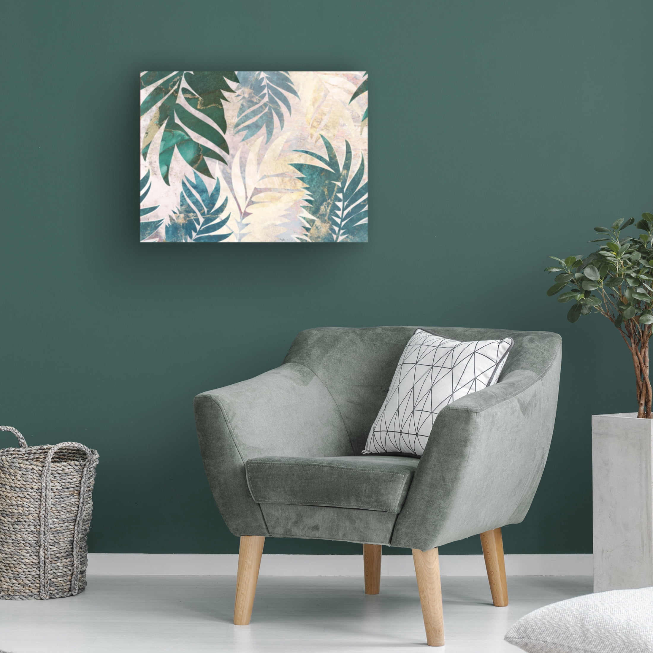 Trademark Fine Art Sarah Manovski  Marble gold green leaves mural Canvas Wall Art