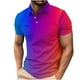 thumbnail image 1 of Camisa Casual de Impresión de Gradiente de los Hombres, Top de Solapa de Manga Corta en Tela de Malla Ligera para el Aire Libre Y el Ocio, Blusa de Suéter Elegante, 1 of 9