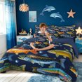thumbnail image 3 of meiyoeat Kawaii Rustic Pike Fish Full Size Bedding Sets for Men Boys, Rustic Lake Animal Full Size Bed in a Bag, Navy, Blue Reversible, 7-Piece, 3 of 6
