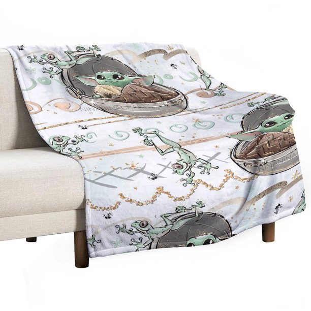 Manta de Baby Yoda, manta de tela de superficie vertical súper suave de varios tamaños, acogedora y cálida, adecuada para cama, sofá, campamento, viajes, para todas las estaciones, liviana y compacta