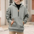 thumbnail image 4 of NAISIBABY Boys Fleece Hoodies with Half-Zipper, Pullover Multi-Pockets Long Sleeve Kids Fashion Hooded Sweatshirt Gray 5T, 4 of 8