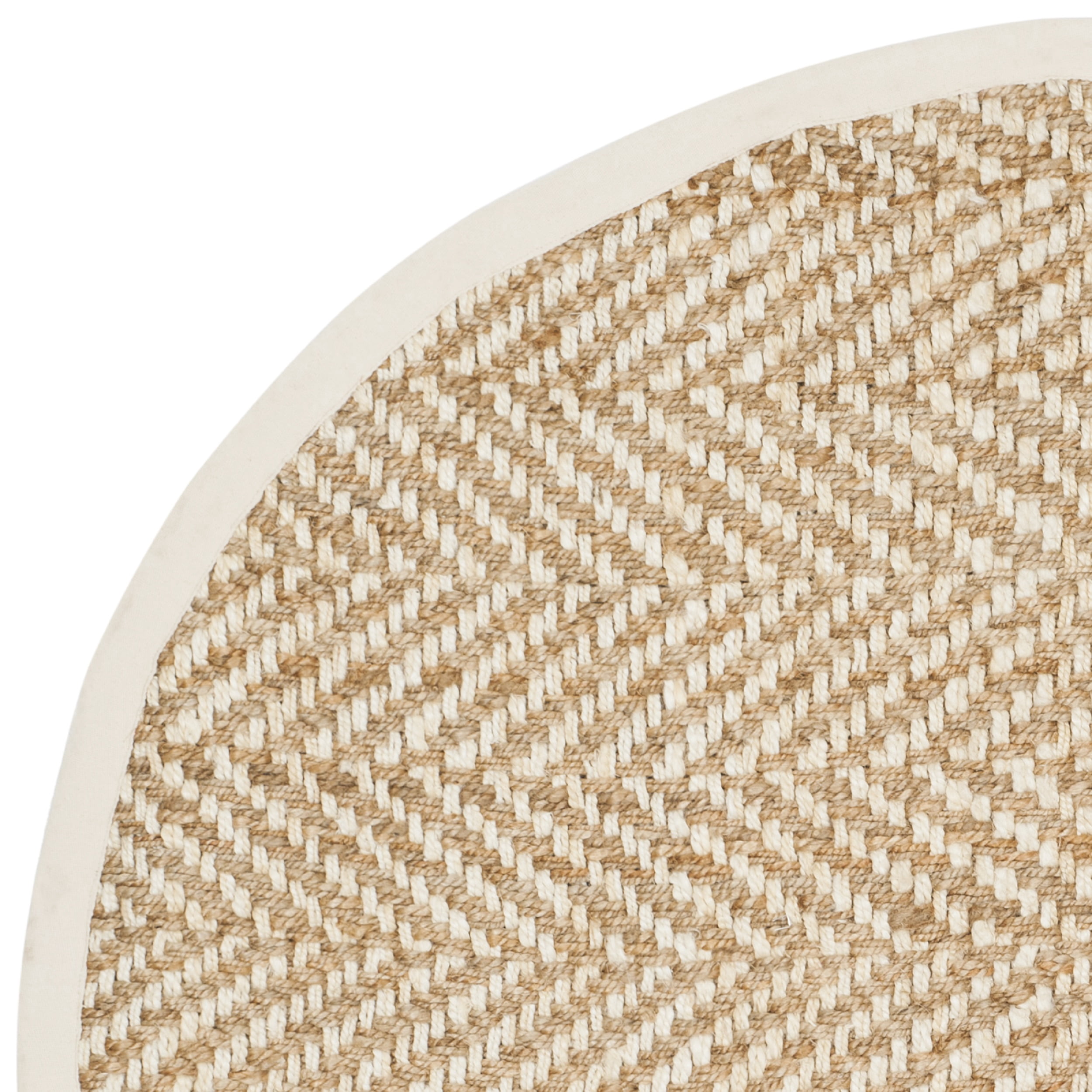 SAFAVIEH Natural Fiber Houston Braided Jute Area Rug, Ivory/Natural, 6' x 6' Round