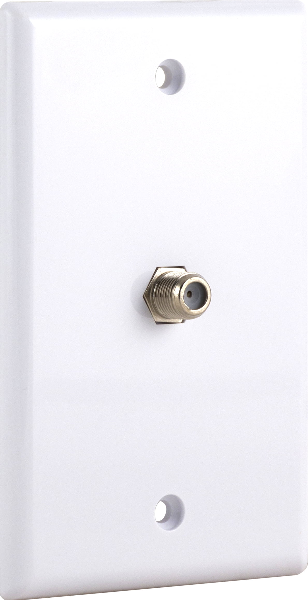 GE Coaxial Wall Plate, F-Type Connection, 1 Port, White, 5in, 40050