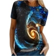 thumbnail image 5 of Penkiiy Galaxy Printed Shirt , Womens Vintage Casual Loose Short Sleeve Tee Tops L Multicolor, 5 of 6
