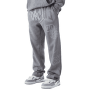 Boohoo Man Relaxed Graffiti Appliquie Joggers in Mid Grey, Size 3XL