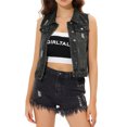 thumbnail image 1 of INSPIRE CHIC Gilet en Denim Délavé pour Femmes à Col Rabattu avec Boutons, 1 of 6