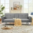 thumbnail image 6 of Aukfa 75" Square Arm Futon Convertible Sofa Bed for Home Office, 2 Cup Holders, Linen, Gray, 6 of 9