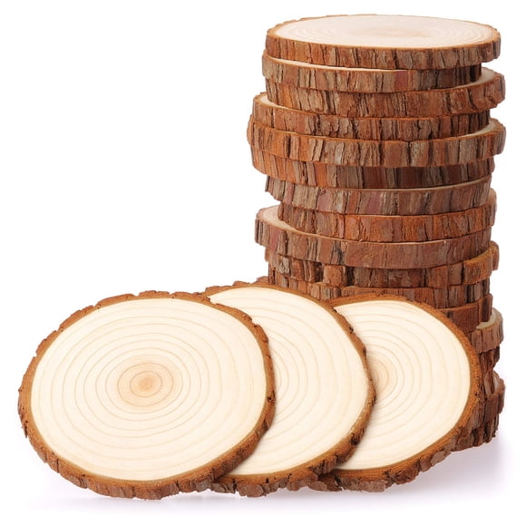 Wood Slices Fruyit, 20 unidades, círculos naturales de 9 a 10 cm, sin acabado