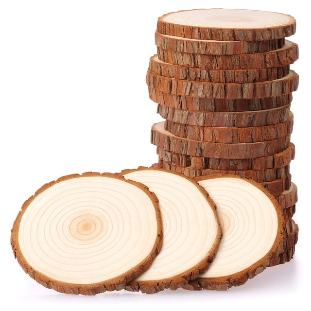 Wood Slices Fruyit, 20 unidades, círculos naturales de 9 a 10 cm, sin acabado