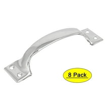 Unique Bargains Home Gate Door Stainless Steel 4 Holes Pull Handle Silver Tone 5" Length 8pcs