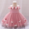 thumbnail image 2 of THDHVS Flower Girl Dress,Toddler Sleeveless Dress with One Shoulder and 3D Tulle for Girls Special Event and Pageant,Girls' Dresses Pink, 2 of 10