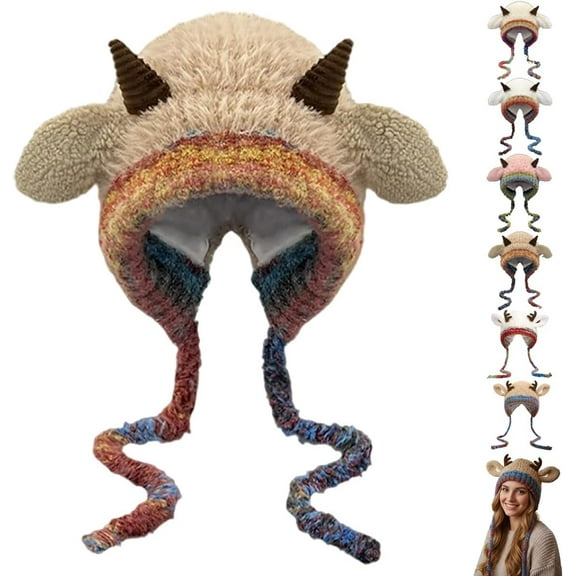 Creative Antler Hat & Bag 2-in-1 Festive Christmas Antler Hat & Handbag Deer Storage Hats Cute Winter Cap