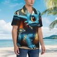 thumbnail image 2 of Cauagu Adorable Blue Baby Dragon Print Hawaiian Shirt for Men,Casual Short Sleeve Button Down Shirts Summer Beach Men's Regular-Fit Short-Sleeve Print Shirt -X-Large, 2 of 6