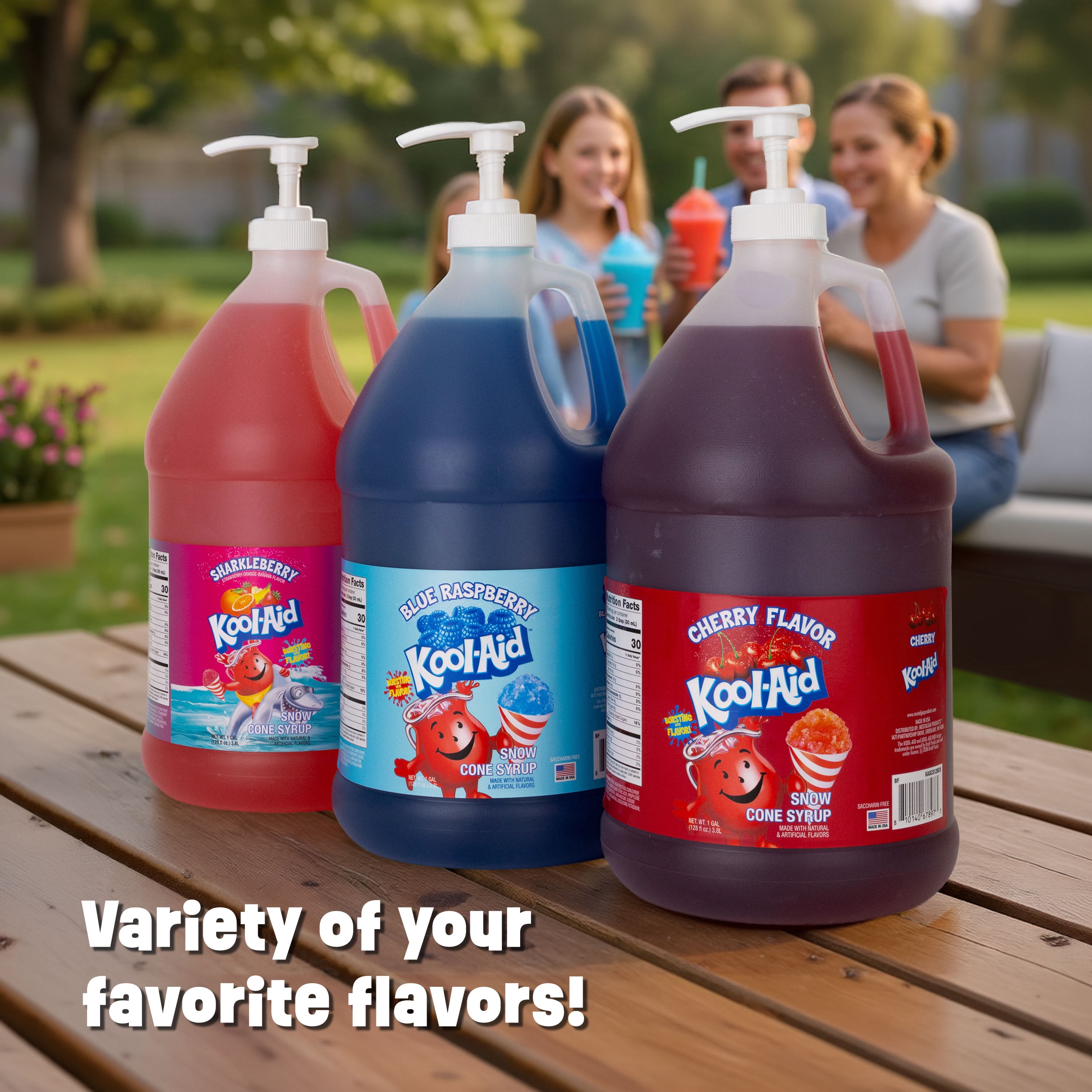 Kool-Aid Blue Raspberry Snow Cone Syrup, 128 oz (1 Gal) Pump Bottle, Snow Cone Maker Ready