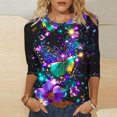 thumbnail image 2 of ZQGJB Cute Butterfly Print Shirts for Women Dressy Casual 3/4 Lenght Sleeve Round Neck Graphic T-Shitrs Top Loose Fit Comfy Tunic Tees Blouse Multicolor#03 M, 2 of 6