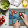 thumbnail image 3 of Seascape Cutting Board, Beach Seaside Hills Trees View from Window Illustration Summer Exotic Outdoorsy, Decorative Tempered Glass Cutting and Serving Board, in 3 Sizes, by Ambesonne, 3 of 5