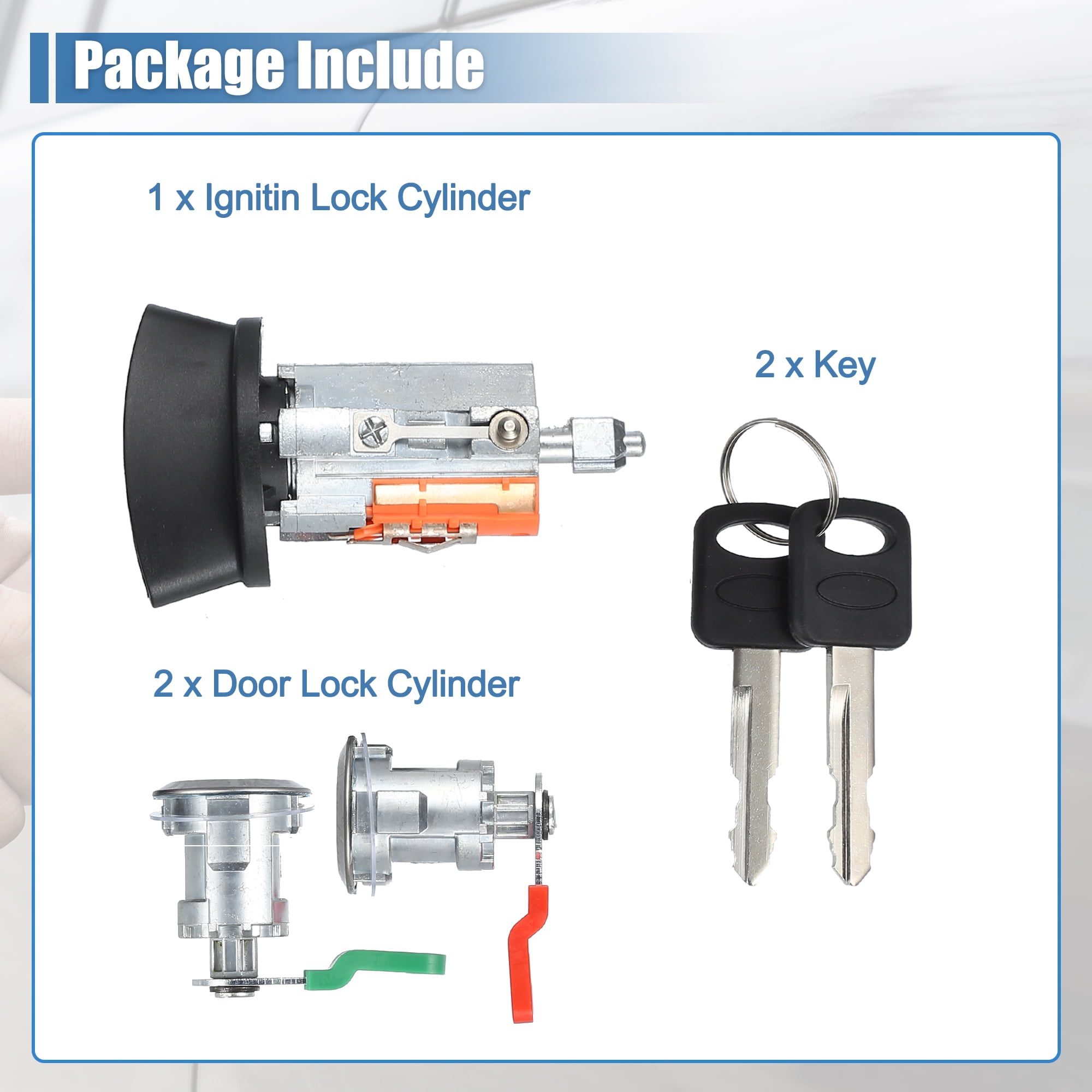 Door Lock Cylinder Tumbler Ignition Switch with Keys Set Replacement  for Ford E150 250 350