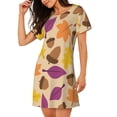 thumbnail image 2 of Gukieu Acorn Autumn Fall Leaf Leaves Print Women's Nightgown, A-line Round Neck Short-sleeved Nightgown Pajamas Home Wear Suitable for Home and Outing, 2 of 6