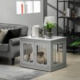 thumbnail image 2 of PawHut Meuble Cage pour Chien, Table d'Appoint pour Chenil, Gris, 2 of 10