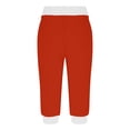 thumbnail image 3 of Casual Sweatpants for Women Outdoor Elastic Waist Color Block Capris Pants with Pocket Joggers Lounge Workout Trousers, Red, L, 3 of 6