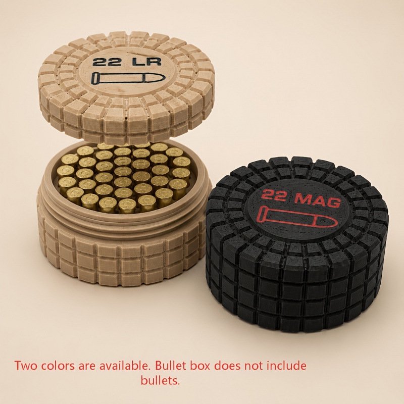 2 Pcs Round Bullet Storage Box, Portable Ammo Organizer Case, Waterproof Shockproof Container for Outdoor Shooting, Hunting, Range Accessories
