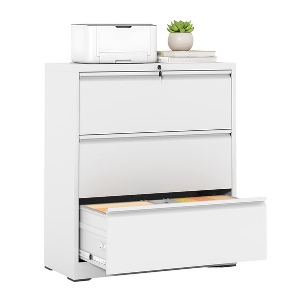 Silkight 3 Drawer Lateral File Cabinets with Lock, Metal Filing Cabinet for Home Office, Wide Steel Storage Cabinet Commercial Drawer Cabinets for Legal/Letter/A4 Size Files Assembly Required