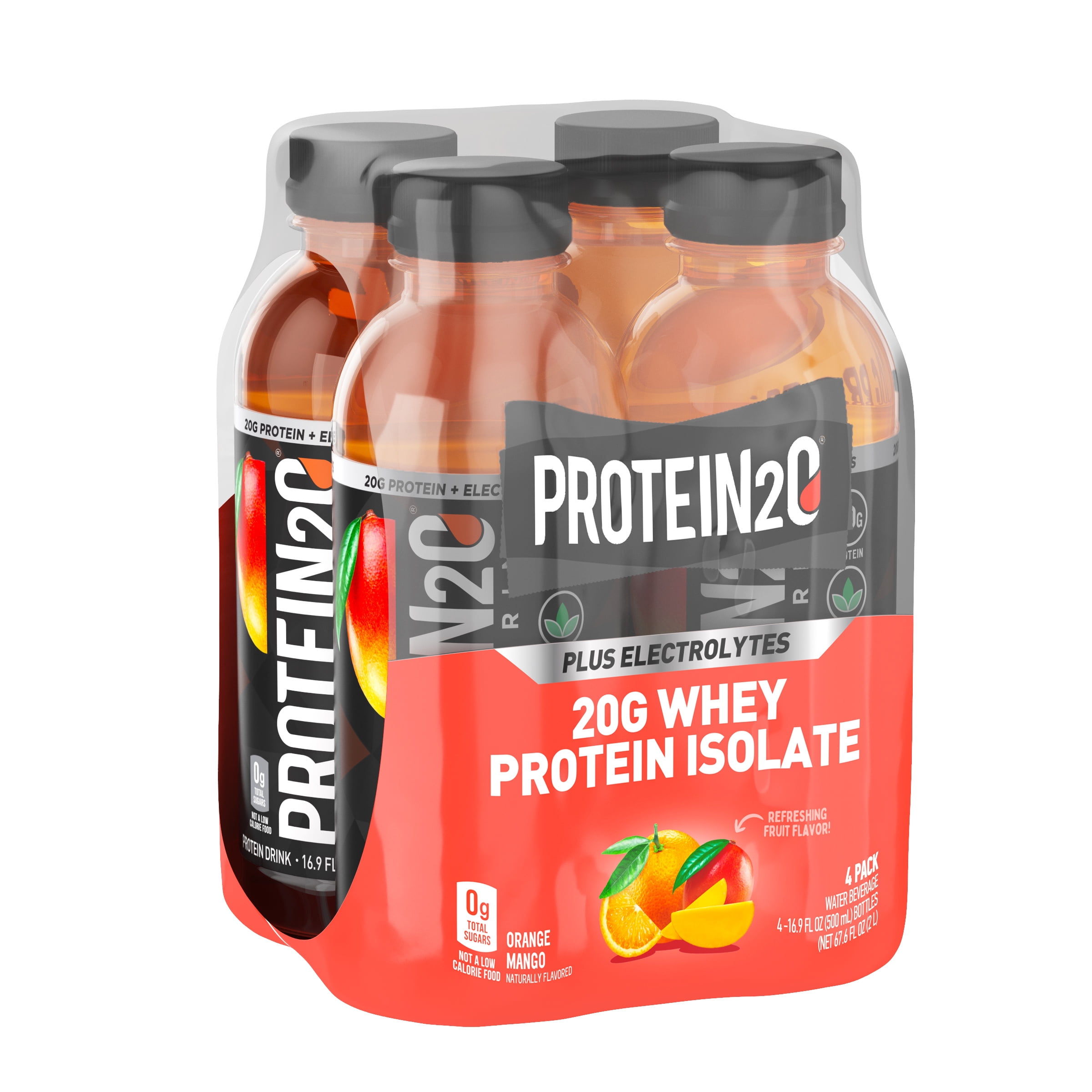 Protein2o 20g Whey Protein Infused Water Plus Electrolytes, Orange Mango, 16.9 fl oz (Pack of 4)