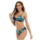 thumbnail image 3 of Bikini para mujer Traje de baño Estampado floral con cordones Cuello en V Traje de baño de dos piezas, Azul-1, 2xl Feliz Sencillez, 3 of 5