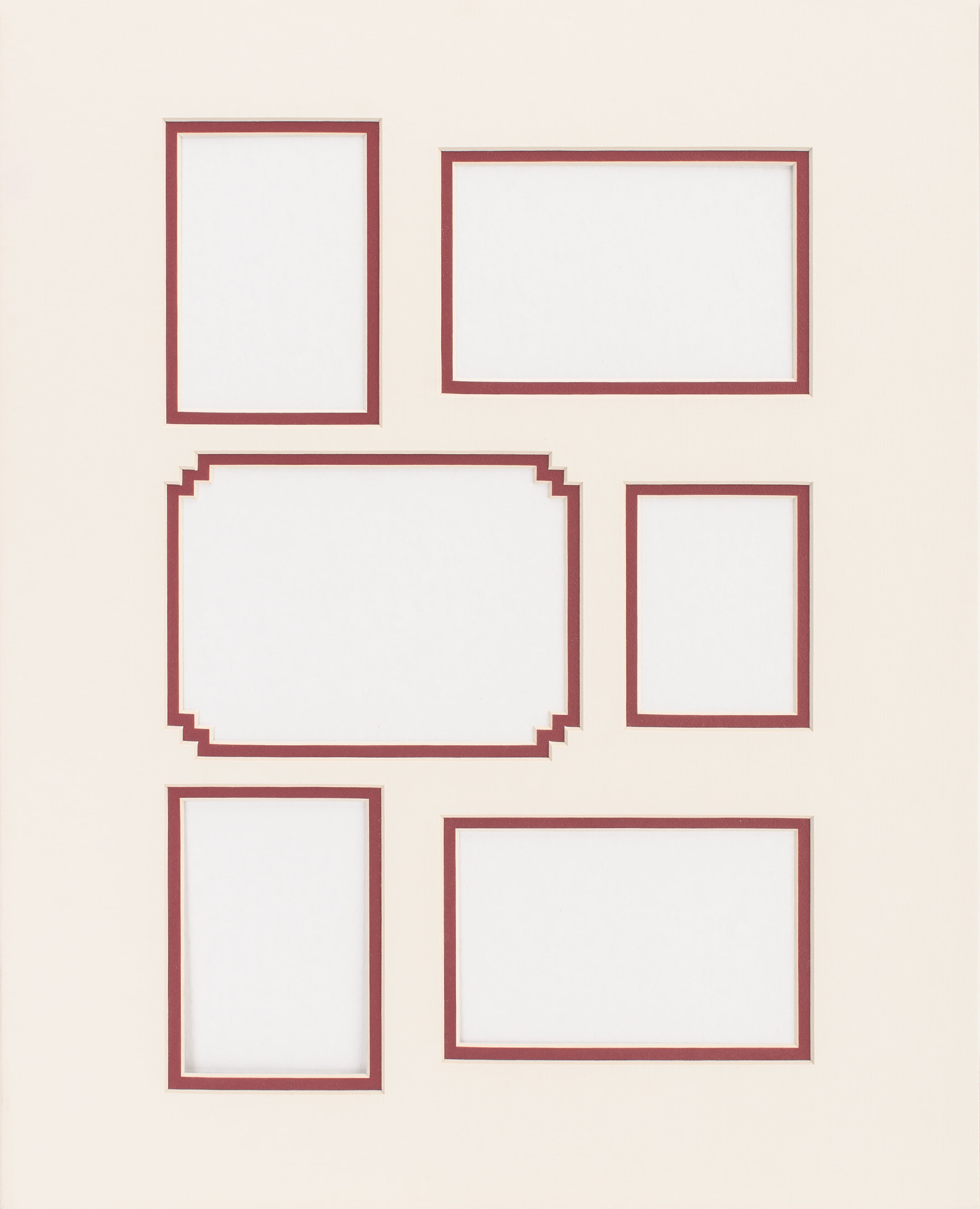 Photo Mat 16 X20 Double W Multiple Openings Linen W Redwood