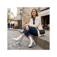 thumbnail image 5 of BLISSFUL STEP Women's Ankle Boots Faux Leather Platform Block Heel Squared Toe Zipper Closure Boots Silver 8.5, 5 of 6