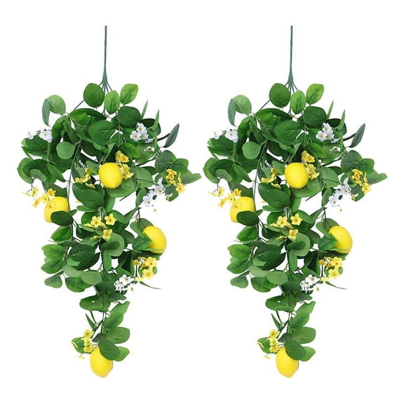 yaaqii 2PCS Simulated Lemon Rattan Green Plant Wall Hanging Dining Table Decoration