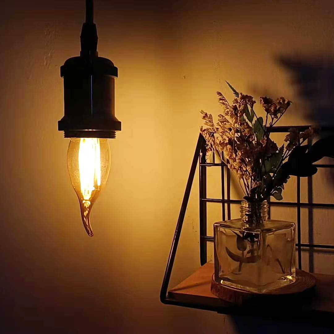 PANLAVIE Vintage LED Filament Bulb, 6-Pack Amber Chandelier Bulbs, 40 Watts Equal E26 Medium Base