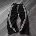 thumbnail image 4 of Havenx Men's Baggy Sweatpants Striped Wide Leg Sweatpants Elastic Waist Drawstring Open Bottom Trouser Yoga Jogging Loose Fit Y2k Clothing,Black S, 4 of 5