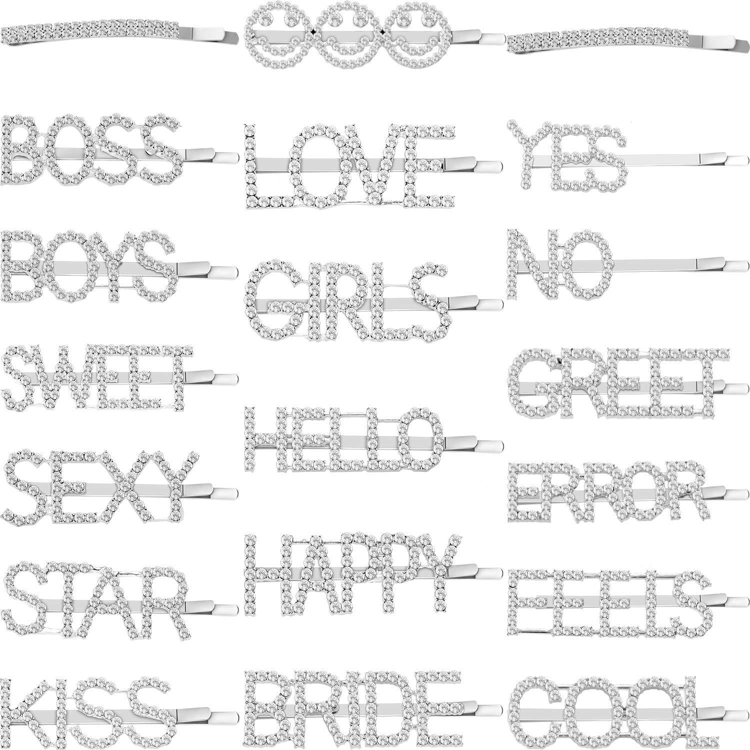 Party Girls Women Letter Hairpins Crystal Clips Hair Combs Pins Barrettes