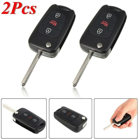 Key Fob Blanks - 2Pcs 3Buttons Remote Key Flip Entry Keyless Folding Fob Case Shell w/ Uncut Blade Blank For Kia Soul 2010-2013 #NYOSEKSAM11ATX