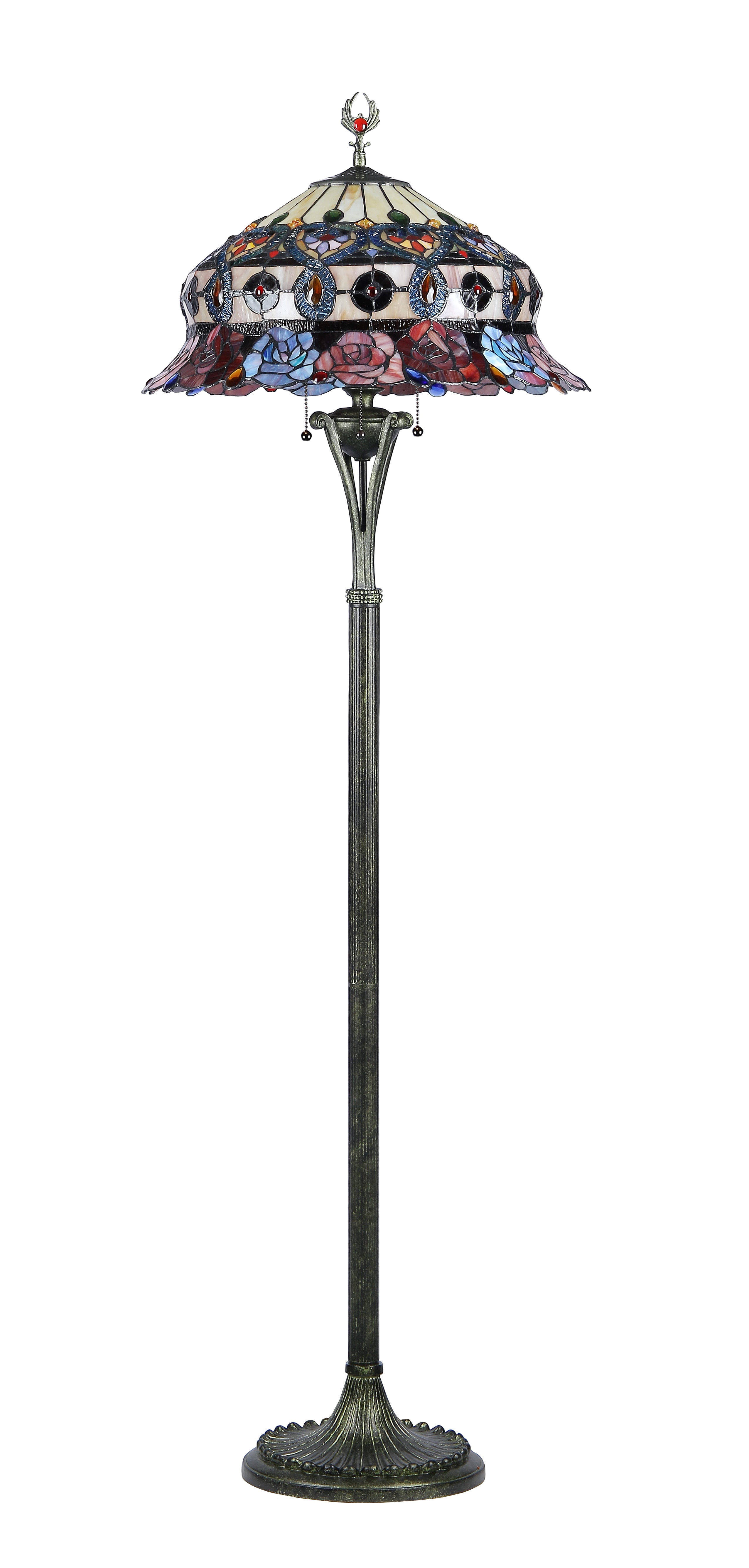 RADIANCE Goods Tiffany-Style 3 Light Roses Scalloped Floor Lamp 20" Shade