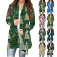 thumbnail image 4 of Women's Fashion Christmas Print Jacket, Long Sleeve Casual Cardigan Coat for Everyday Wear and Comfortable Outfits,Turquoise,XL, 4 of 6