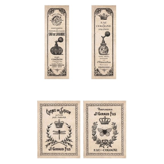 Classic French Inspired Hotel Bath Panels & Signs...cologne & Savon; Set of Four; Two 11x14's & Two 6x18 Prints