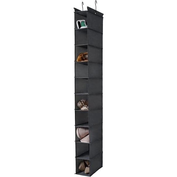 MAX Houser 10-Shelf Hanging Shoe Shelf Organizer, Hanging Shoe Storage for Closet (Grey)