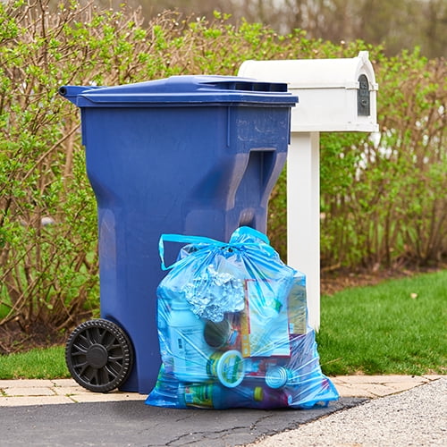 Glad Recycling 13-Gallons Blue Plastic Recycling Drawstring Trash
