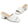 thumbnail image 5 of Pennysue Women's Block Heel Mule Sandals White Backless Slip On Sandals 9M, 5 of 5