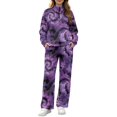 thumbnail image 2 of TSOVTHRID Purple Galaxy Tie Dye 2 Piece Outfits for Women Quarter Zip Pullover Wide Leg Pants with Pockets Fall Casual Sweatsuits Travel Loungewear Matching Sets, L, 2 of 9