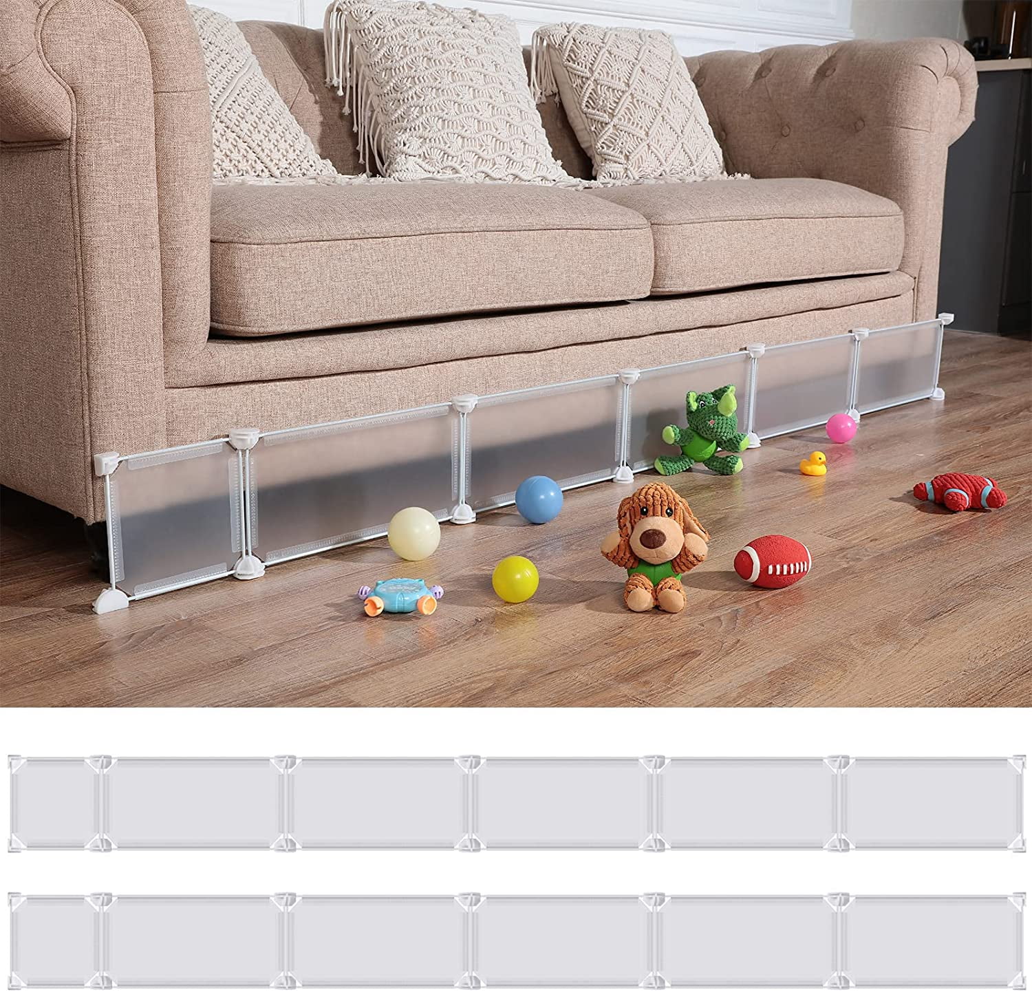 2 Sets Under Bed Blocker Bumper for Under Couch White Toy Blocker Stop